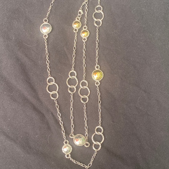 Designer JOHN HARDY Sterling Silver & 22K Palu Bulan Link Chain Necklace, 40”L - Picture 3 of 6